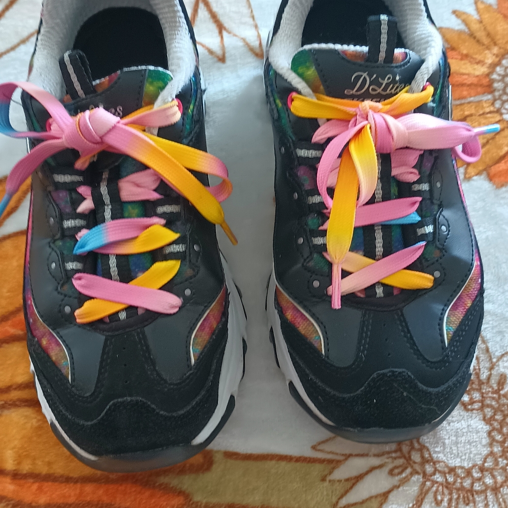 Colorful Sneakers with Pink and Yellow Laces